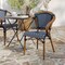 Merrick Lane Sacha Stacking Thonet Bistro Style Chair with Arms, PE Rattan Seat, and Bamboo Finished Metal Frame for Indoor/Outdoor Use